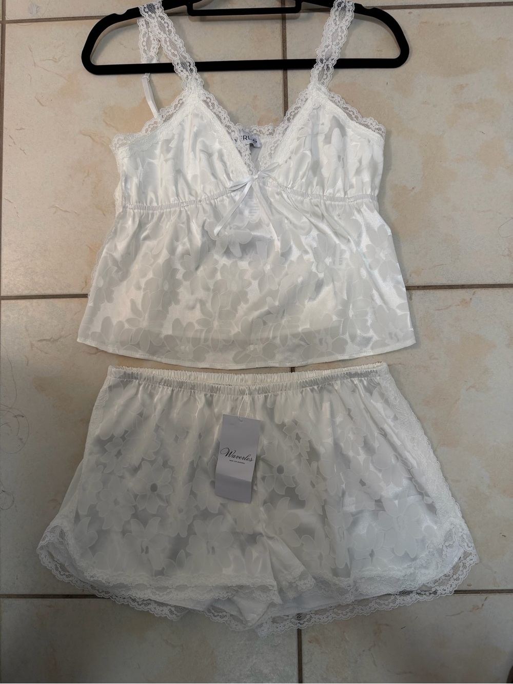 Waverles Brooke Floral Bridal Ivory Jacquard Cami Set NWT